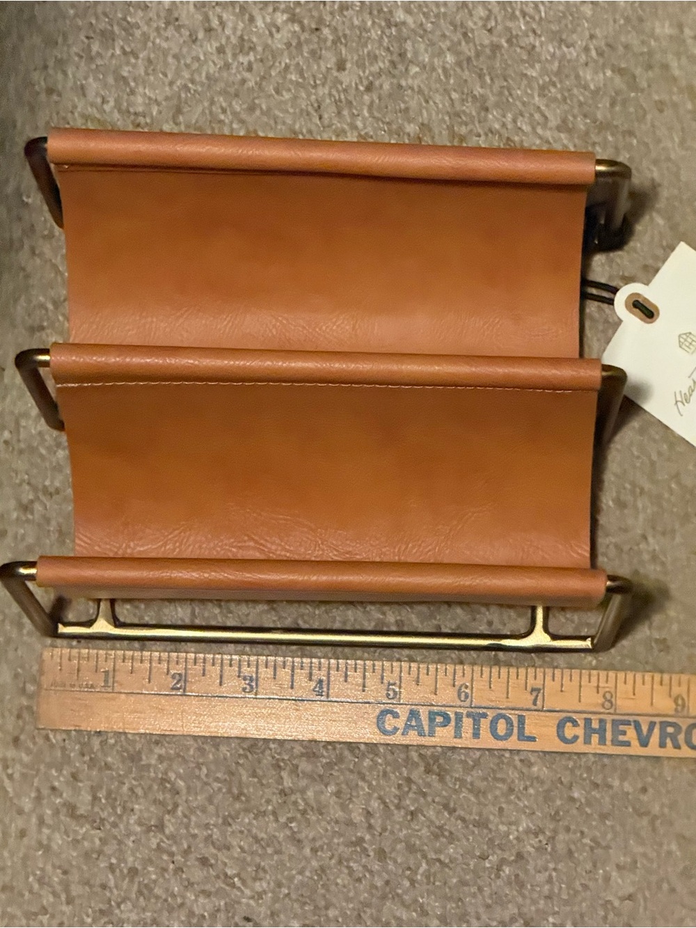 Hearth & Hand Tan Faux Leather Wall Mail & Accessory Holder - Picture 3 of 5